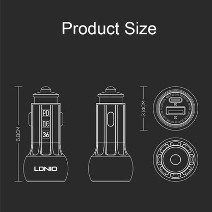 LDNIO C1 36W PD + QC 3.0 Car Fast Charger High Power Smart USB Car Charger with 8 Pin Cable - Car Charger by LDNIO | Online Shopping South Africa | PMC Jewellery
