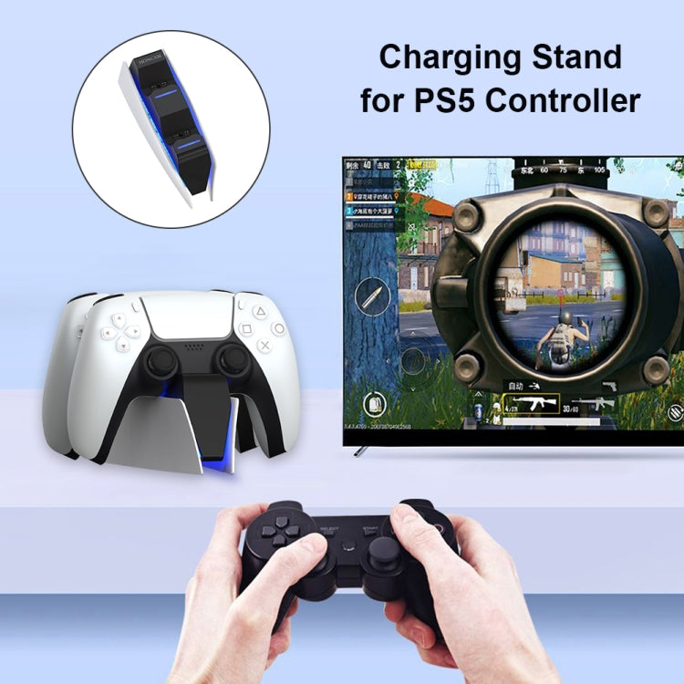 HONCAM For PS5 Gamepad Charger Dual Dock Charger(White) - Charger & Power by HONCAM | Online Shopping South Africa | PMC Jewellery