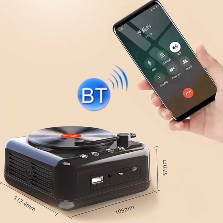 Manovo H3 Retro Vinyl Record Player Shape Mini Bluetooth Speaker, Color: Wood Grain - Desktop Speaker by PMC TechLife | Online Shopping South Africa | PMC TechLife