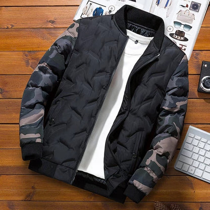 Men Jacket Winter Down Cotton Jacket Camouflage Baseball Jacket, Size: 4XL(Black) - Cardigan by PMC Jewellery | Online Shopping South Africa | PMC Jewellery