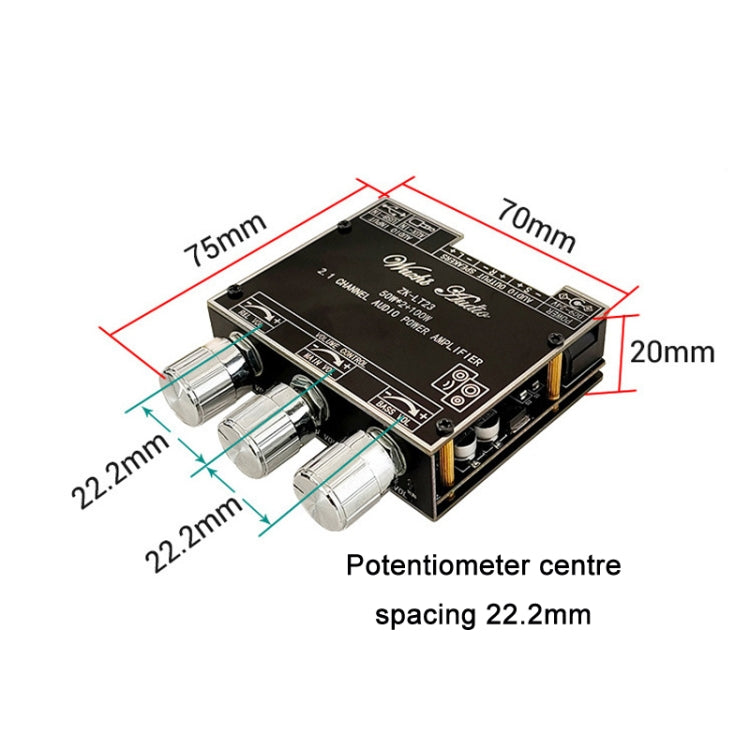 LT22 15W+30W 2.1 Channel TWS Bluetooth Audio Receiver Amplifier Module With Subwoofer - Breadboard / Amplifier Board by PMC TechLife | Online Shopping South Africa | PMC TechLife