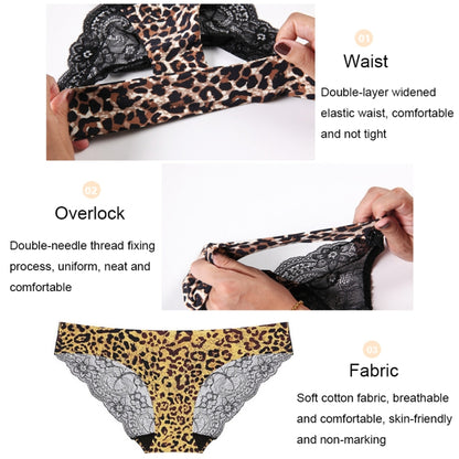 606 3pcs Sexy Lace One-piece Perspective Low-waist Ladies Underwear, Size: XXL(Colorful Leopard) - Ladies Underwear by PMC Jewellery | Online Shopping South Africa | PMC Jewellery