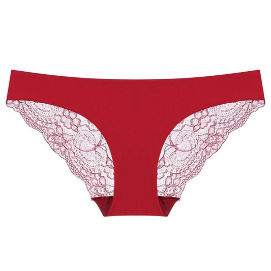 606 3pcs Sexy Lace One-piece Perspective Low-waist Ladies Underwear, Size: XXL(Wine Red) - Ladies Underwear by PMC Jewellery | Online Shopping South Africa | PMC Jewellery