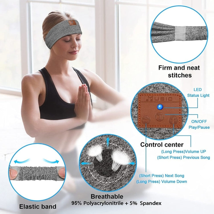 Bluetooth Headband Headphones Sleep Mask for Side Sleeper Workout Running(Hemp Gray) - Eye Masks by PMC Jewellery | Online Shopping South Africa | PMC Jewellery