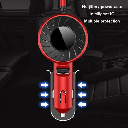 3 In 1 USB Dual Cable Single Pull Retractable Car Charger(Black) - Car Charger by PMC Jewellery | Online Shopping South Africa | PMC Jewellery
