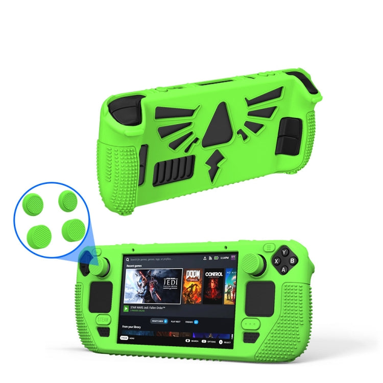 For Steam Deck V V4-1 Pocket Consoles Silicone Non-slip Protective Case with Holder Function(Green) - Accessories by PMC Jewellery | Online Shopping South Africa | PMC Jewellery