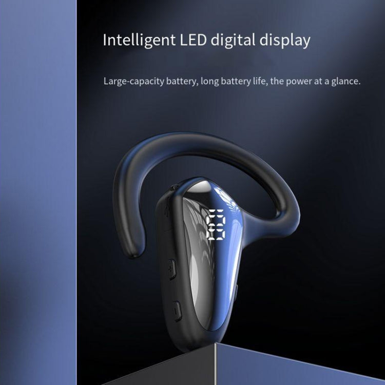 YX02 With Digital Display Hanging Ear Bone Conduction Bluetooth Headset(Black) - Bluetooth Earphone by PMC TechLife | Online Shopping South Africa | PMC TechLife