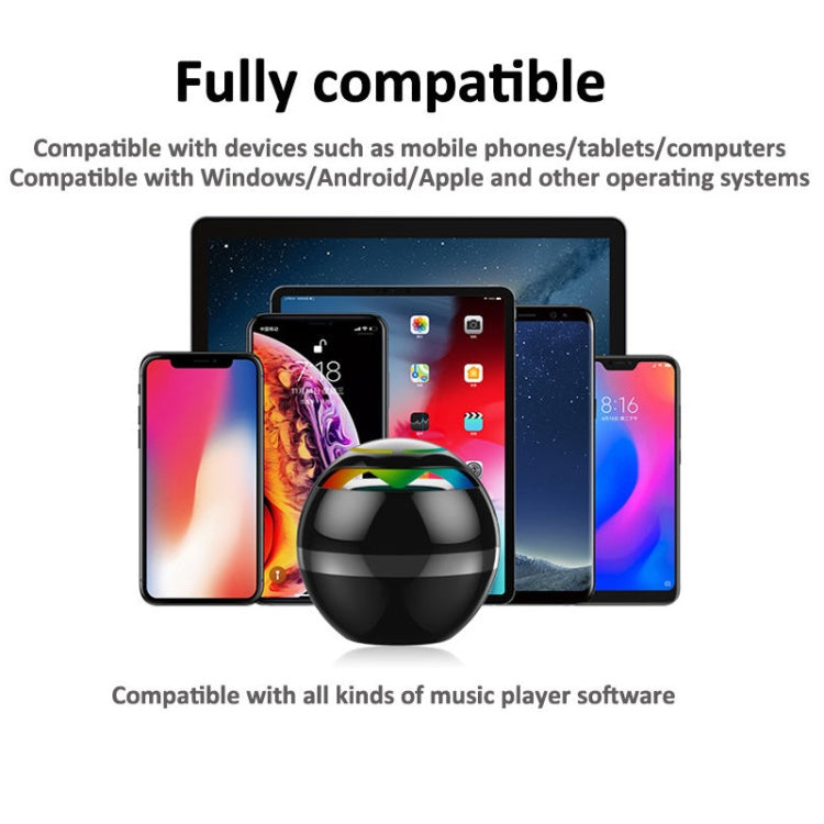 GS009 Bluetooth 4.2 Round Ball Small Speaker With Colorful Light Support TF Card / FM(Black) - Desktop Speaker by PMC TechLife | Online Shopping South Africa | PMC TechLife