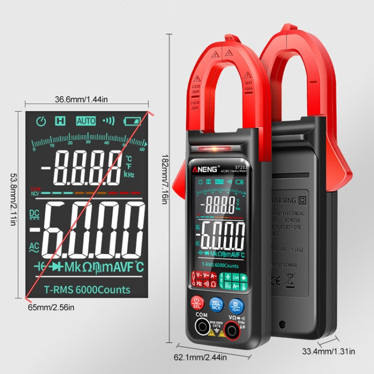 ANENG Large Screen Multi-Function Clamp Fully Automatic Smart Multimeter, Specification: ST211 Red - Digital Multimeter by ANENG | Online Shopping South Africa | PMC TechLife | Buy Now Pay Later Mobicred