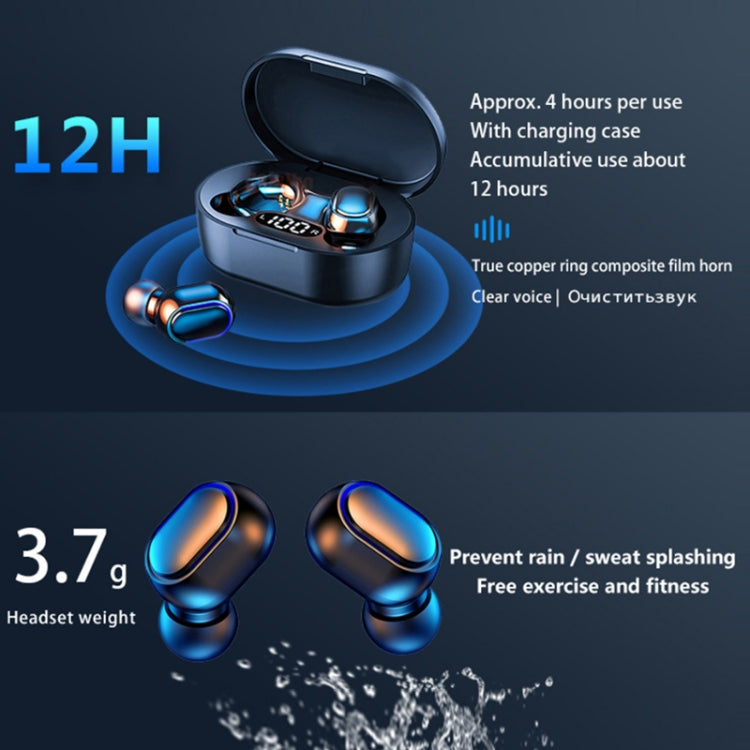 E7s Digital Sports Waterproof TWS Bluetooth 5.0 In-Ear Headphones(White) - TWS Earphone by PMC Jewellery | Online Shopping South Africa | PMC Jewellery