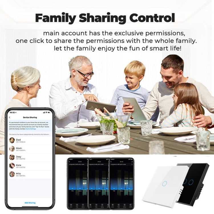 Tuya ZigBee Zero Firewire Touch Wall Remote Control Switch Light Control Voice Switch EU Plug, Style: 1 Gang (Black) - Smart Switch by PMC TechLife | Online Shopping South Africa | PMC TechLife