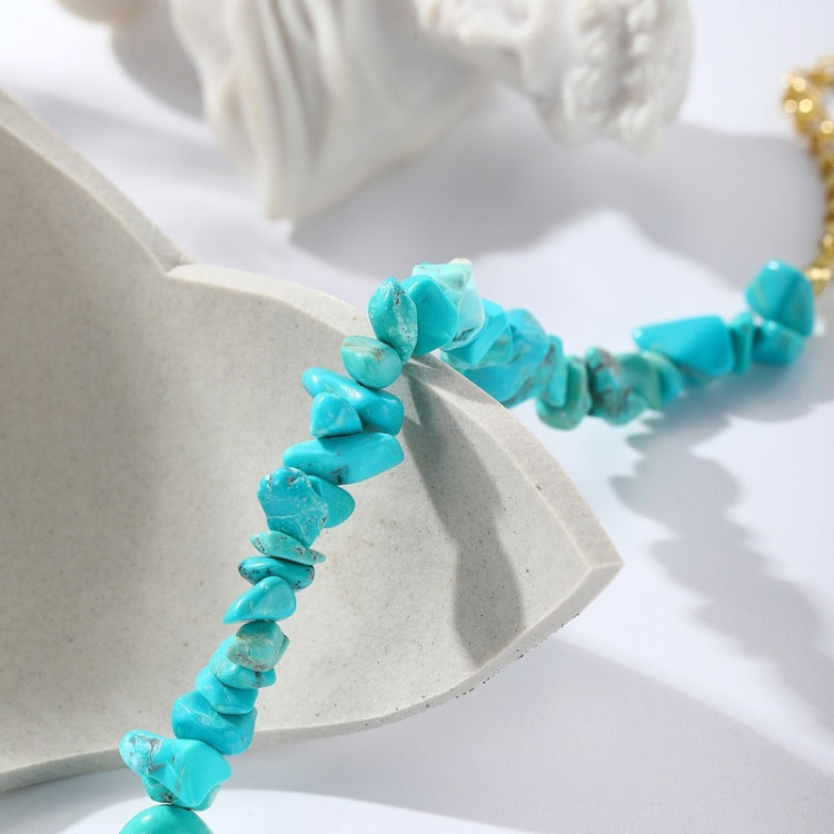 Women Boho Natural Gravel Beaded Bracelet Anklet(S2211-17 Blue) - Clothing & Beauty by PMC Jewellery | Online Shopping South Africa | PMC Jewellery