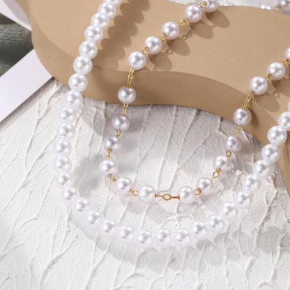 N2209-12 Double-layer Pearl Chain Ladies Temperament Necklace Collarbone Chain - Clothing & Beauty by PMC Jewellery | Online Shopping South Africa | PMC Jewellery