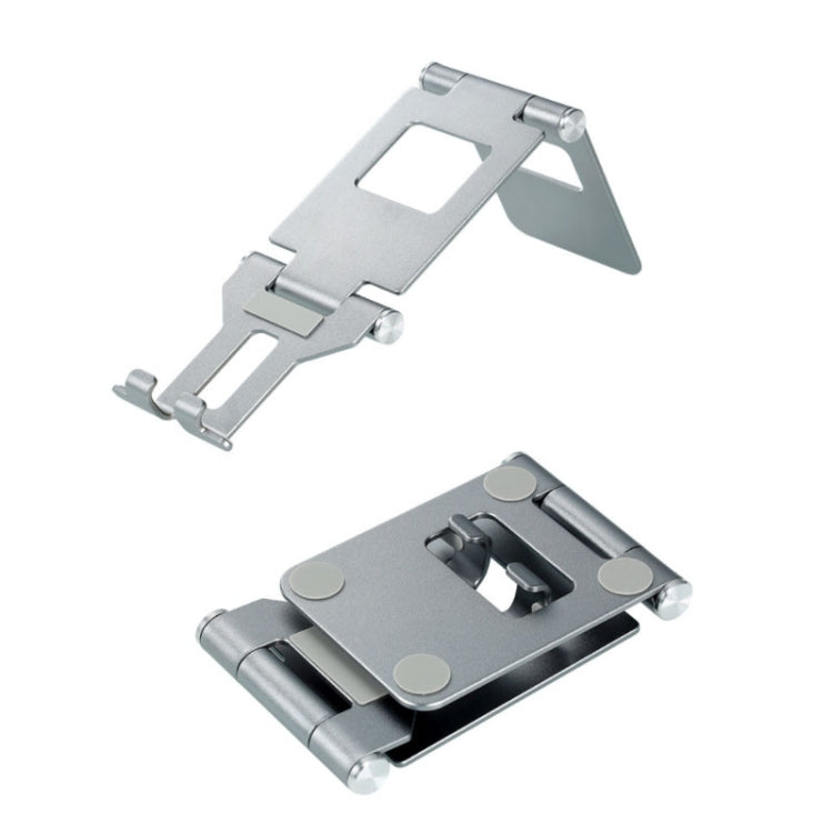 Z10A   Aluminum Alloy Double Folding Mobile Phone Holder Desktop Tablet Lazy Holder(Silver) - Desktop Holder by PMC TechLife | Online Shopping South Africa | PMC TechLife