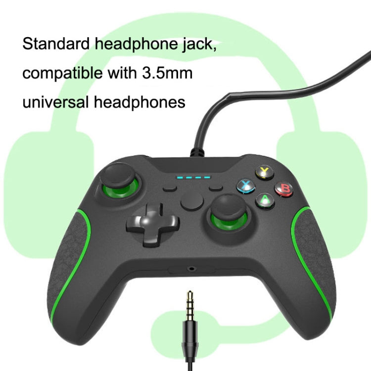 For XBOX One / PC HS-XO304 Wired Handle Dual Vibration With Headphone Jack, Cable Length: 1.8m(White) - Gamepad by PMC Jewellery | Online Shopping South Africa | PMC Jewellery