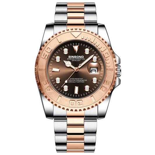 BINBOND B930 Metal Gear Luminous Quartz Watch 30M Waterproof Sports Watch, Color: Rose Gold-Rose Gold - Metal Strap Watches by BINBOND | Online Shopping South Africa | PMC Jewellery | Buy Now Pay Later Mobicred