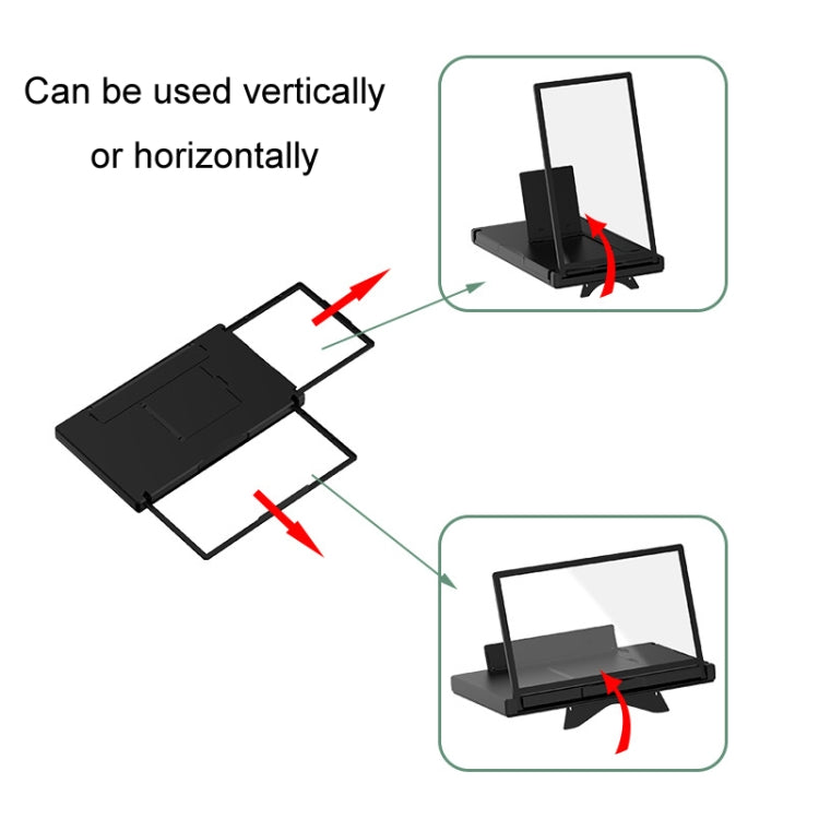 12-Inch Dual-HD Lens Horizontal Vertical Mobile Phone Screen Amplifier(Black) - free shipping - PMC TechLife - Order now!