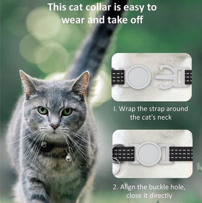 For AirTag Tracker Silicone Case Reflective Pet Cat Collar With Bell(Black) -  by PMC Jewellery | Online Shopping South Africa | PMC Jewellery