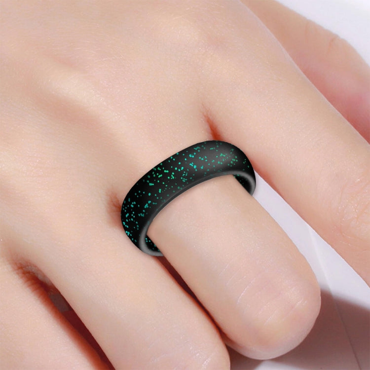 SH100 5.7mm Wide Silicone Ring Glitter Couple Ring No.4(Black and green) - Rings by PMC Jewellery | Online Shopping South Africa | PMC Jewellery