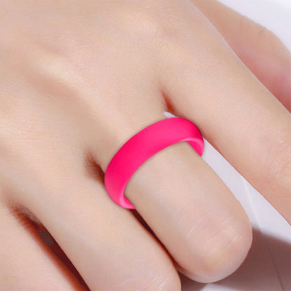 SH100 5.7mm Wide Silicone Ring Glitter Couple Ring No.8(Rose red) - Rings by PMC Jewellery | Online Shopping South Africa | PMC Jewellery