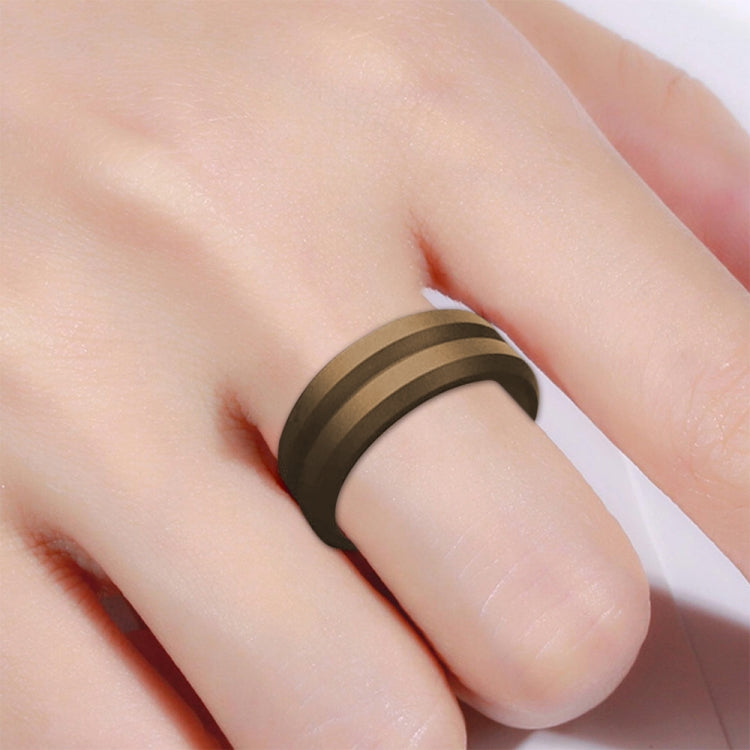 SiR053 V Shaped Grooved Edge Silicone Ring Outdoor Sports Couple Ring No.12(Brown) - Rings by PMC Jewellery | Online Shopping South Africa | PMC Jewellery