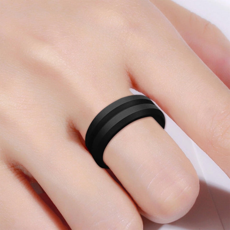 SiR053 V Shaped Grooved Edge Silicone Ring Outdoor Sports Couple Ring No.14(Black) - Rings by PMC Jewellery | Online Shopping South Africa | PMC Jewellery