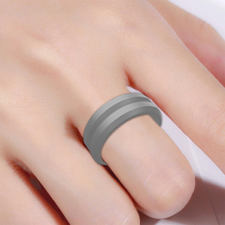 SiR053 V Shaped Grooved Edge Silicone Ring Outdoor Sports Couple Ring No.14(Light Gray) - Rings by PMC Jewellery | Online Shopping South Africa | PMC Jewellery