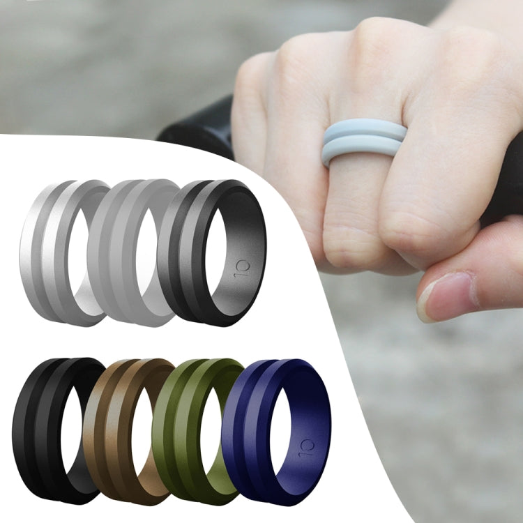 SiR053 V Shaped Grooved Edge Silicone Ring Outdoor Sports Couple Ring No.12(Dark Blue) - Rings by PMC Jewellery | Online Shopping South Africa | PMC Jewellery