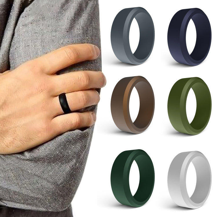 SIR062 8MM Wide Bevel Silicone Ring Sports Ring No.13(Bronze) - Rings by PMC Jewellery | Online Shopping South Africa | PMC Jewellery