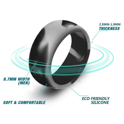 SiR013 8.7mm Curved Outdoor Sports Silicone Ring, Size: No.10(Black) - Rings by PMC Jewellery | Online Shopping South Africa | PMC Jewellery