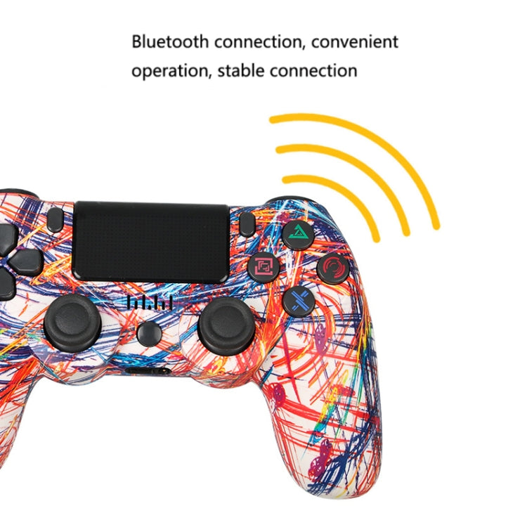 For PS4 Wireless Bluetooth Game Controller With Light Strip Dual Vibration Game Handle(Flame) - Gamepads by PMC TechLife | Online Shopping South Africa | PMC TechLife | Buy Now Pay Later Mobicred