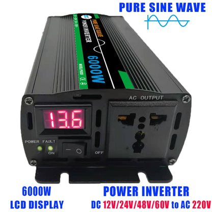 6000W (Actual 1000W) 12V to 220V High Power Car Sine Wave Inverter Power Converter - Pure Sine Wave by PMC Jewellery | Online Shopping South Africa | PMC Jewellery