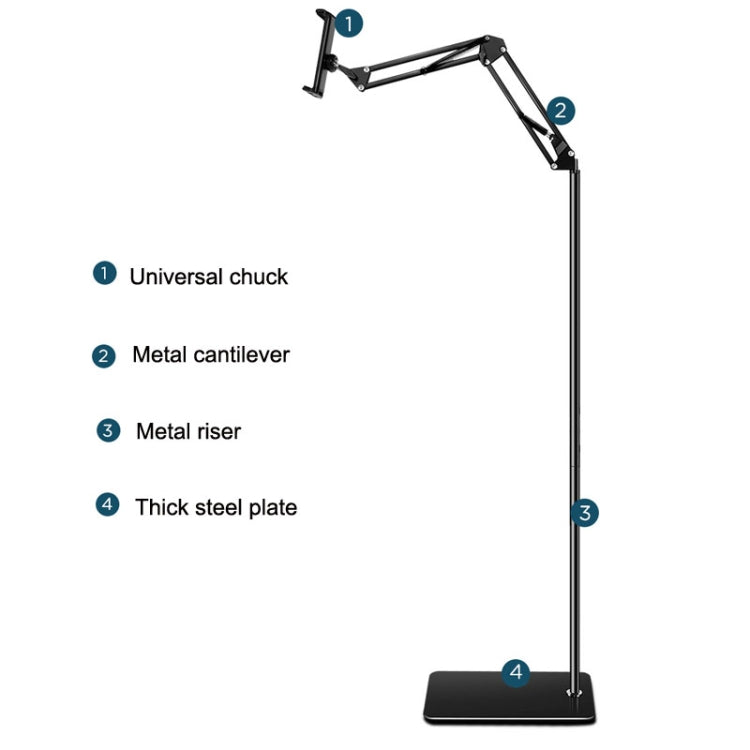 155cm Mobile Phone Tablet Live Broadcast Bedside Lifting Bracket Telescopic Floor Stand (White) - Lazy Bracket by PMC TechLife | Online Shopping South Africa | PMC TechLife