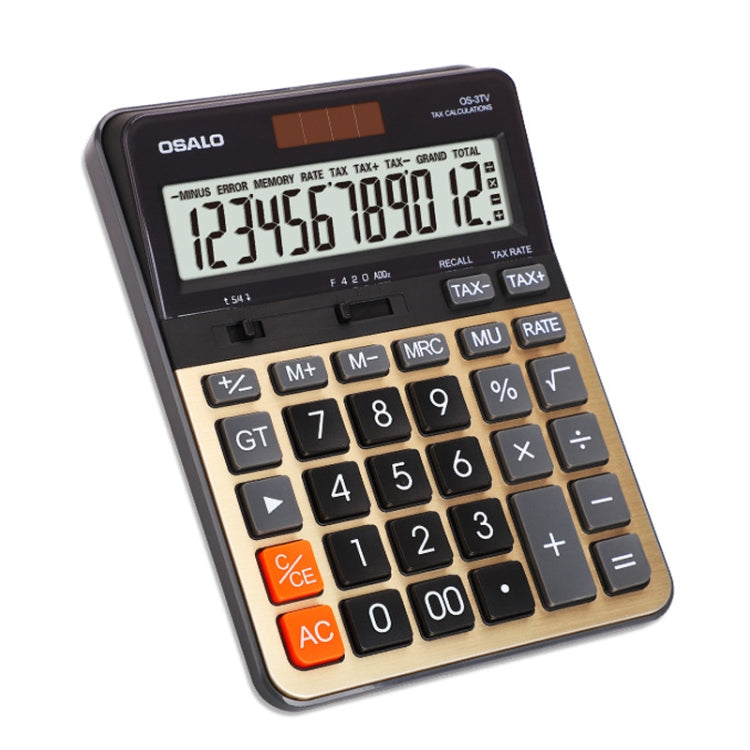 OSALO OS-3TV 12-digit LCD Screen Solar Dual Power Supply Desktop Calculator - free shipping - PMC TechLife - Order now!