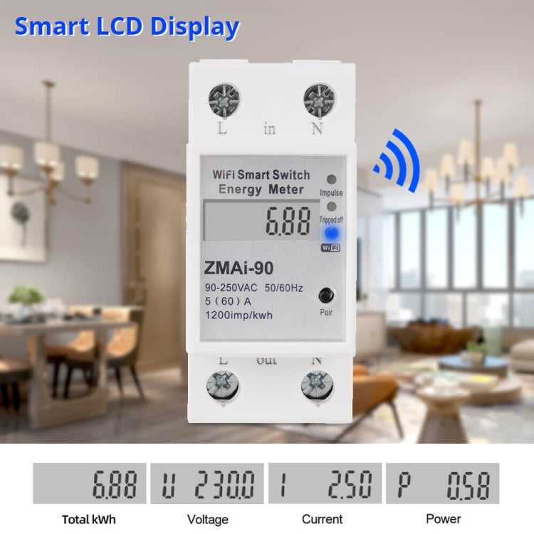 ZMAi-90 Wifi Smart Switch Energy Meter Support Tuya Smart Life APP Work With Alexa Google - Smart Switch by PMC Jewellery | Online Shopping South Africa | PMC Jewellery