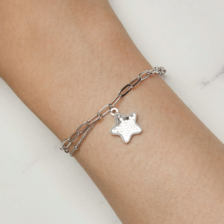 BSB137 925 Sterling Silver Sparkling Star Bracelet - Bracelets by PMC Jewellery | Online Shopping South Africa | PMC Jewellery