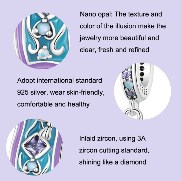 BSC894 S925 Sterling Silver Blue Purple Magic Carpet DIY Pendant Bracelet Accessories Loose Beads Jewelry - Necklaces & Pendants by PMC Jewellery | Online Shopping South Africa | PMC Jewellery