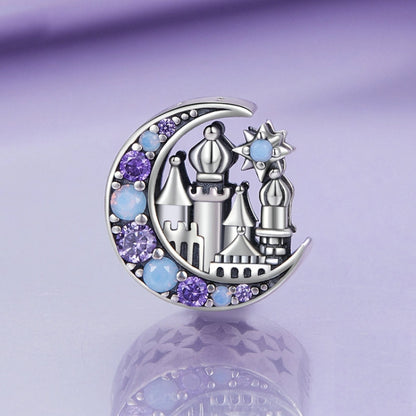 BSC892  925 Sterling Silver Purple Moon Moonlight Castle Diy Beaded Bracelet Accessories - Jewelry Accessories by PMC Jewellery | Online Shopping South Africa | PMC Jewellery