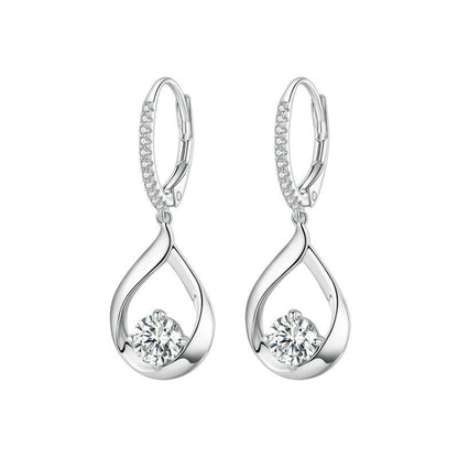 Sterling Silver Plated Rhodium Drop Moissanite Earrings - Stud Earrings & Earrings by PMC Jewellery | Online Shopping South Africa | PMC Jewellery