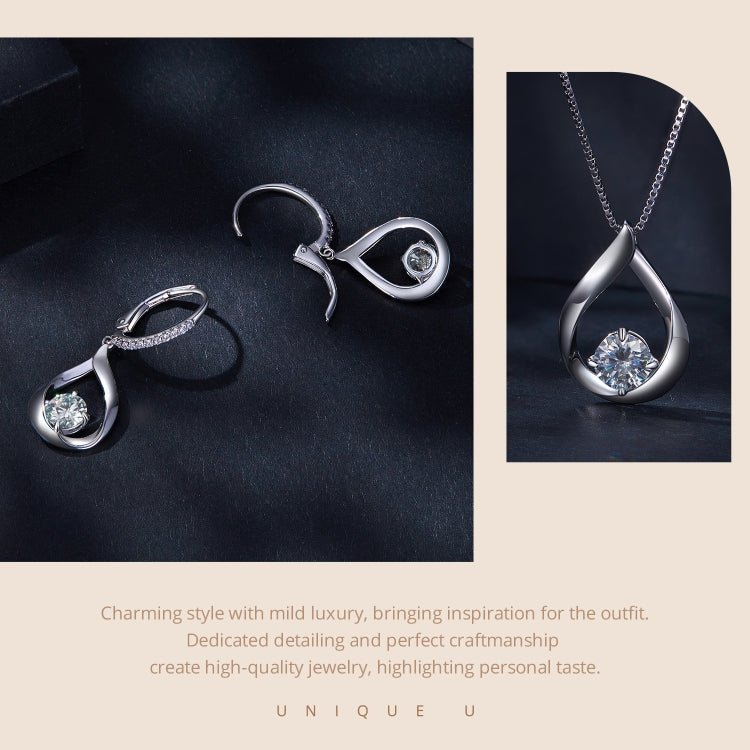 Sterling Silver Plated Plated Moissanite Earrings Necklace Set - Jewelry Sets by PMC Jewellery | Online Shopping South Africa | PMC Jewellery