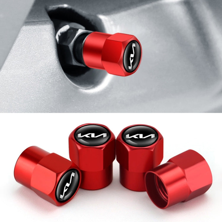 3sets/12pcs For KIA KN Car Tire Valve Core Decorative Metal Cap(Red) - Tire Valve Caps by PMC TechLife | Online Shopping South Africa | PMC TechLife