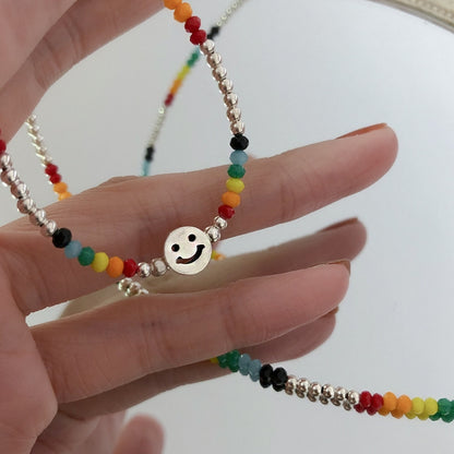 Colorful Beaded Smiley Necklace Womens Clavicle Chain, Style: Elastic Rope Style - Necklaces & Pendants by PMC Jewellery | Online Shopping South Africa | PMC Jewellery