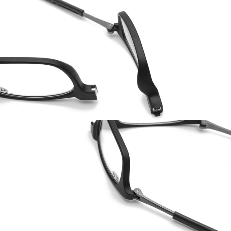 Portable Magnetic Hanging Neck Retractable Reading Glasses +350(Black Frame Gray Legs) - Presbyopic Glasses by PMC Jewellery | Online Shopping South Africa | PMC Jewellery