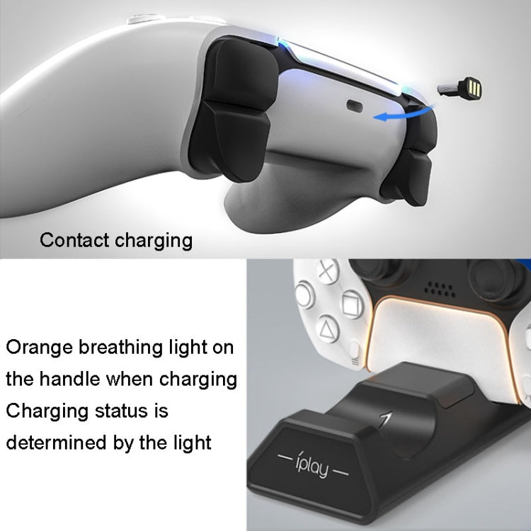iplay HBP-263 For PS5 Handle Dual Seat Charging Support(Black) - Charger & Power by iplay | Online Shopping South Africa | PMC TechLife | Buy Now Pay Later Mobicred
