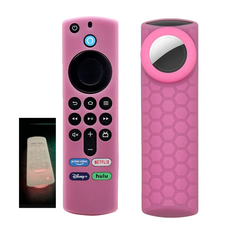 2pcs Remote Control Case For Amazon Fire TV Stick 2021 ALEXA 3rd Gen With Airtag Holder(Luminous Pink) - Remote Control Covers by PMC Jewellery | Online Shopping South Africa | PMC Jewellery