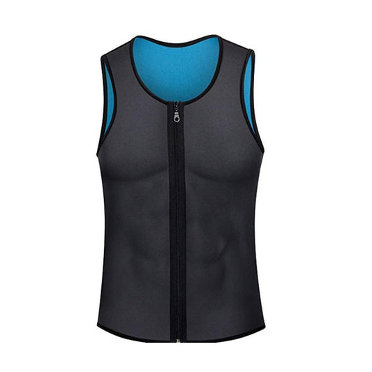 Men Fitness Corset Neoprene Sports Tummy Control Shapewear Zipper Tank Top Workout Wear, Size: 4XL(Gray Blue) - Athletic Wear by PMC Jewellery | Online Shopping South Africa | PMC Jewellery