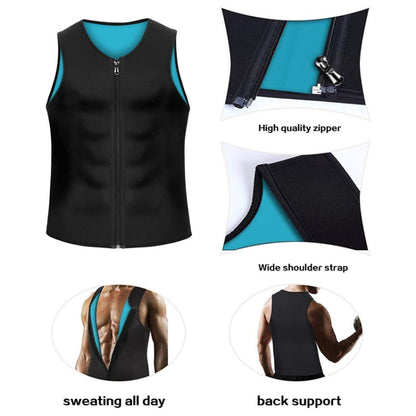 Men Fitness Corset Neoprene Sports Tummy Control Shapewear Zipper Tank Top Workout Wear, Size: 4XL(Gray Blue) - Athletic Wear by PMC Jewellery | Online Shopping South Africa | PMC Jewellery