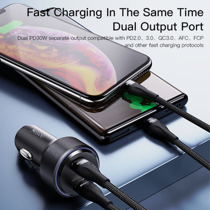 Yesido Y48  60W Car Fast Charger Aluminum Aluminum Double Type-C/USB-C Port Car Charger(Black) - Car Charger by Yesido | Online Shopping South Africa | PMC Jewellery