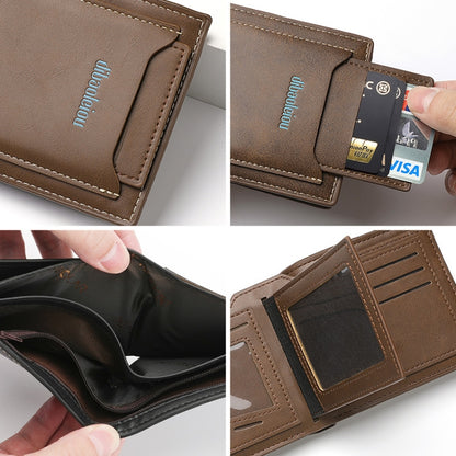 DEABOLAR RFID Anti-theft Men Wallet Retro Multifunctional Card Holder Coin Purse(Black) - Antimagnetic RFID Package by DEABOLAR | Online Shopping South Africa | PMC Jewellery | Buy Now Pay Later Mobicred