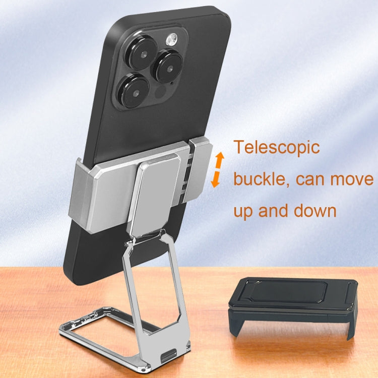 Back Clip Double Ring Magnetic Metal Folding Phone Bracket Desktop Lazy Ring Phone Holder(Black) - Ring Holder by PMC TechLife | Online Shopping South Africa | PMC TechLife